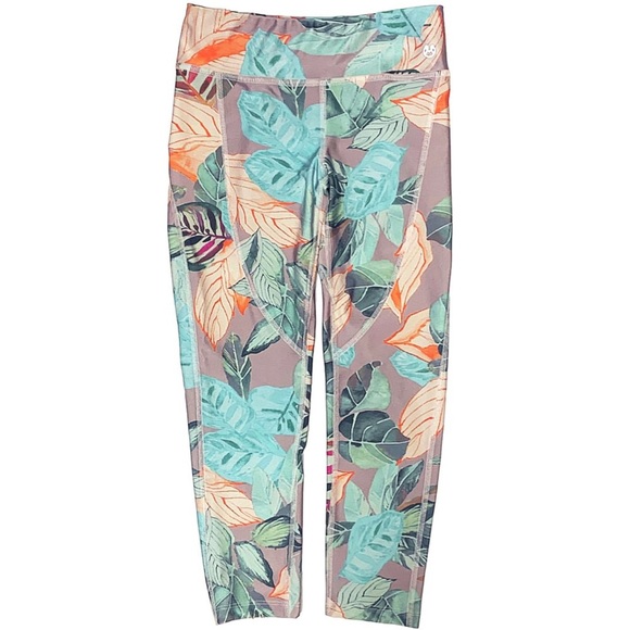 Maaji Activewear Women’s XS 3/4 Length Stretch Cropped Tropical Leggings $96 - Picture 1 of 6